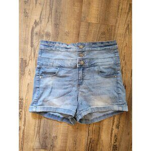Tinseltown 3 Button Cuffed High Rise Light Wash Shorts Size 5